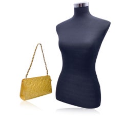 Chanel Yellow Embossed Patent Leather Lucky Symbols Pochette Bag