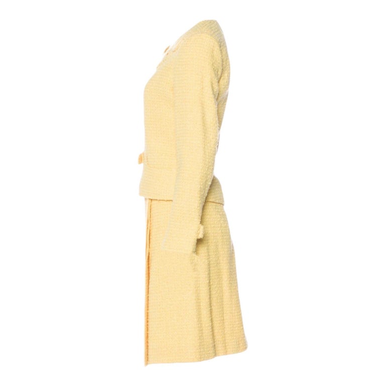 Chanel Yellow and Grey Fantasy Tweed Belted Blazer and Dress Set M Chanel |  The Luxury Closet