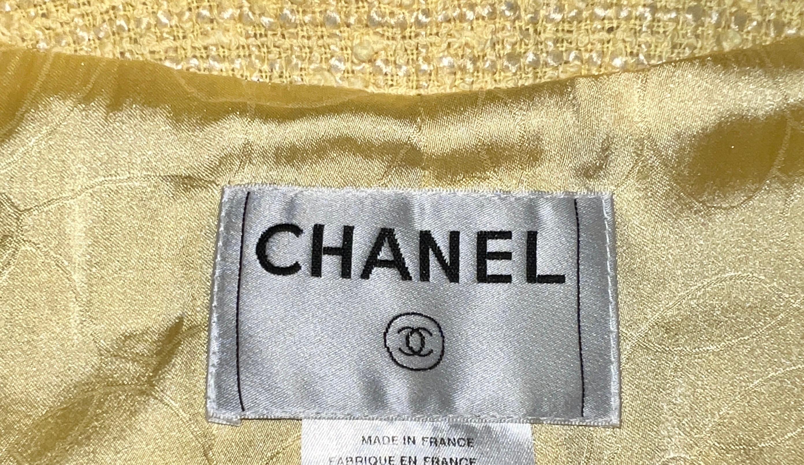CHANEL Yellow Fantasy Tweed Jacket Blazer with 