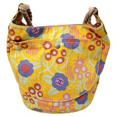 Chanel Yellow Floral Multicolor Canvas Bucket Bag circa 2003