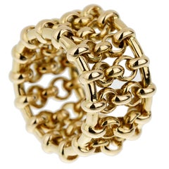Chanel Yellow Gold Chain Link Cocktail Band Ring