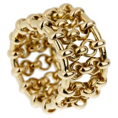 Chanel Yellow Gold Chain Link Cocktail Band Ring