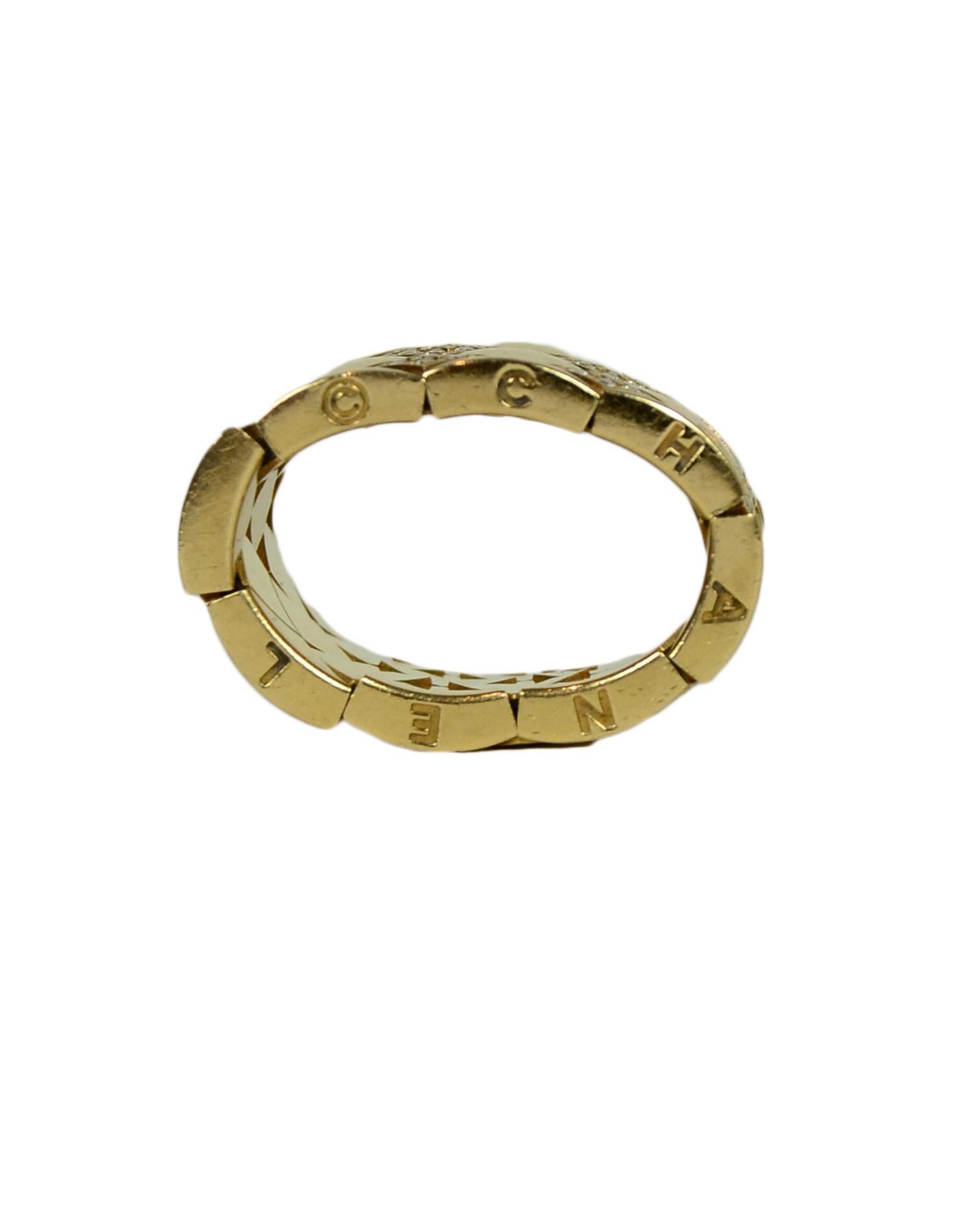 Women's Chanel Yellow Gold & Diamond Quilted Coco Crush Metalasse Thick Band Ring sz 6