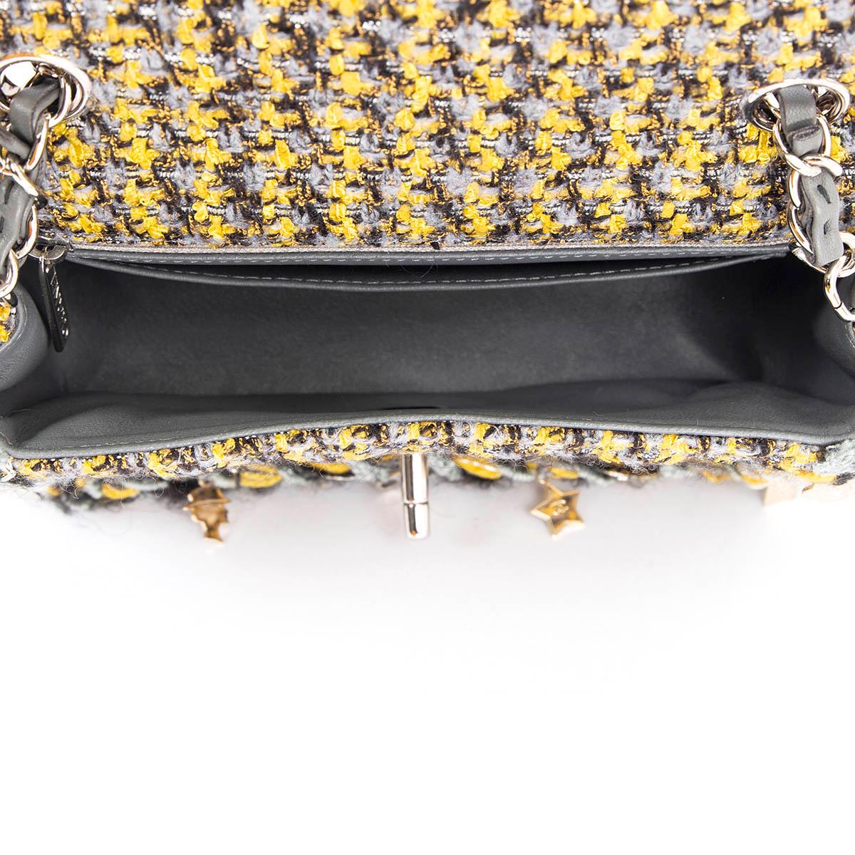 CHANEL yellow & grey 2017 CHARMS TWEED SMALL FLAP Shoulder Bag 2