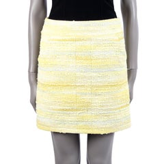CHANEL yellow & grey cotton blend TWEED MINI Skirt 36 XS