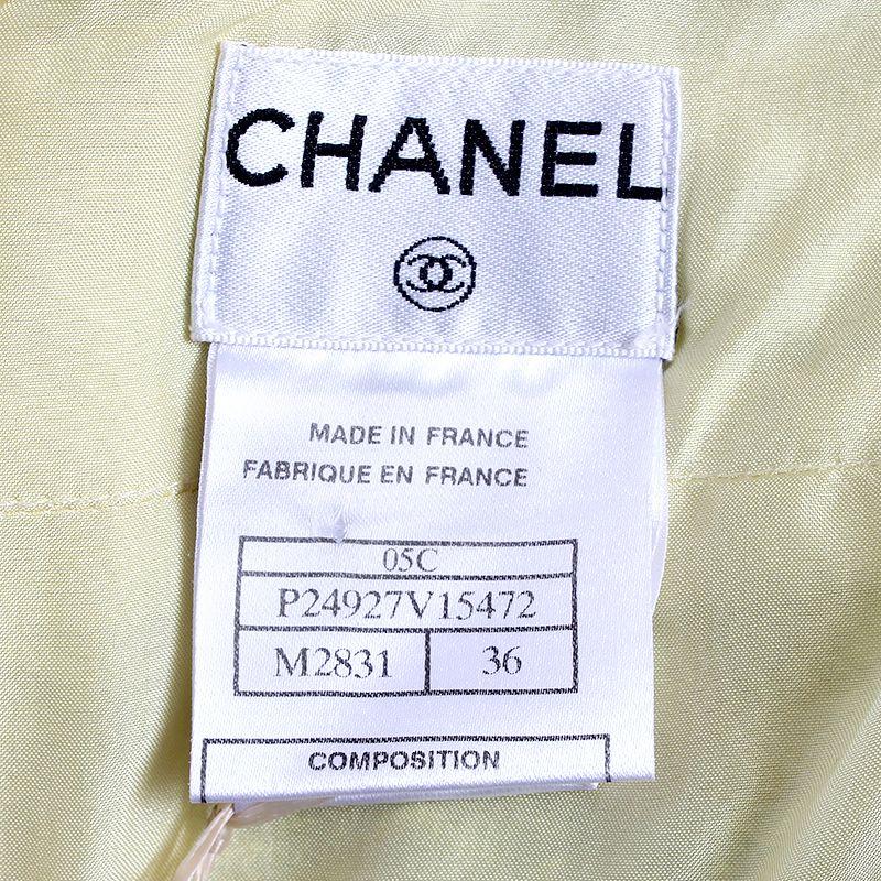 CHANEL yellow & grey cotton blend TWEED MINI Skirt 36 XS For Sale 1