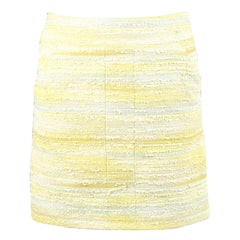 CHANEL Gonna MINI in TWEED giallo e grigio in misto cotone 36 XS