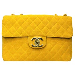 Vintage Chanel Yellow Jersey Maxi Jumbo Bag