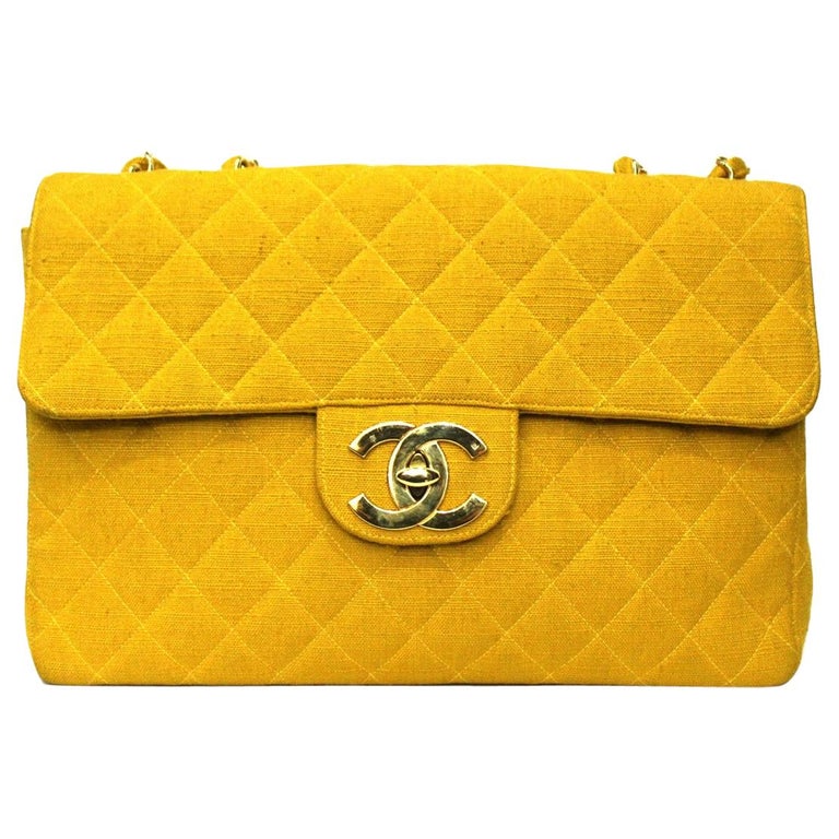 Chanel Yellow Jersey Maxi Jumbo Bag at 1stDibs  yellow jersey bag, jersey  yellow mens bag, chanel jersey bag