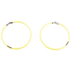 Chanel Yellow Jumbo Neon Hoop Vintage Runway 2004 Earrings