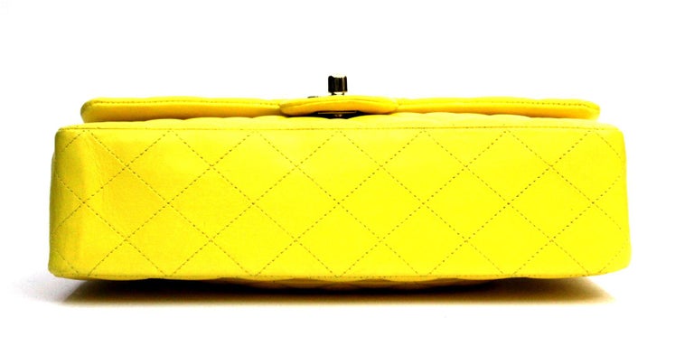 Chanel Yellow Lambskin Leather 2.55 Double Flap Bag at 1stDibs