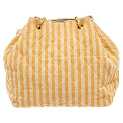 Chanel Yellow Lambskin Leather Matelasse Tote Bag