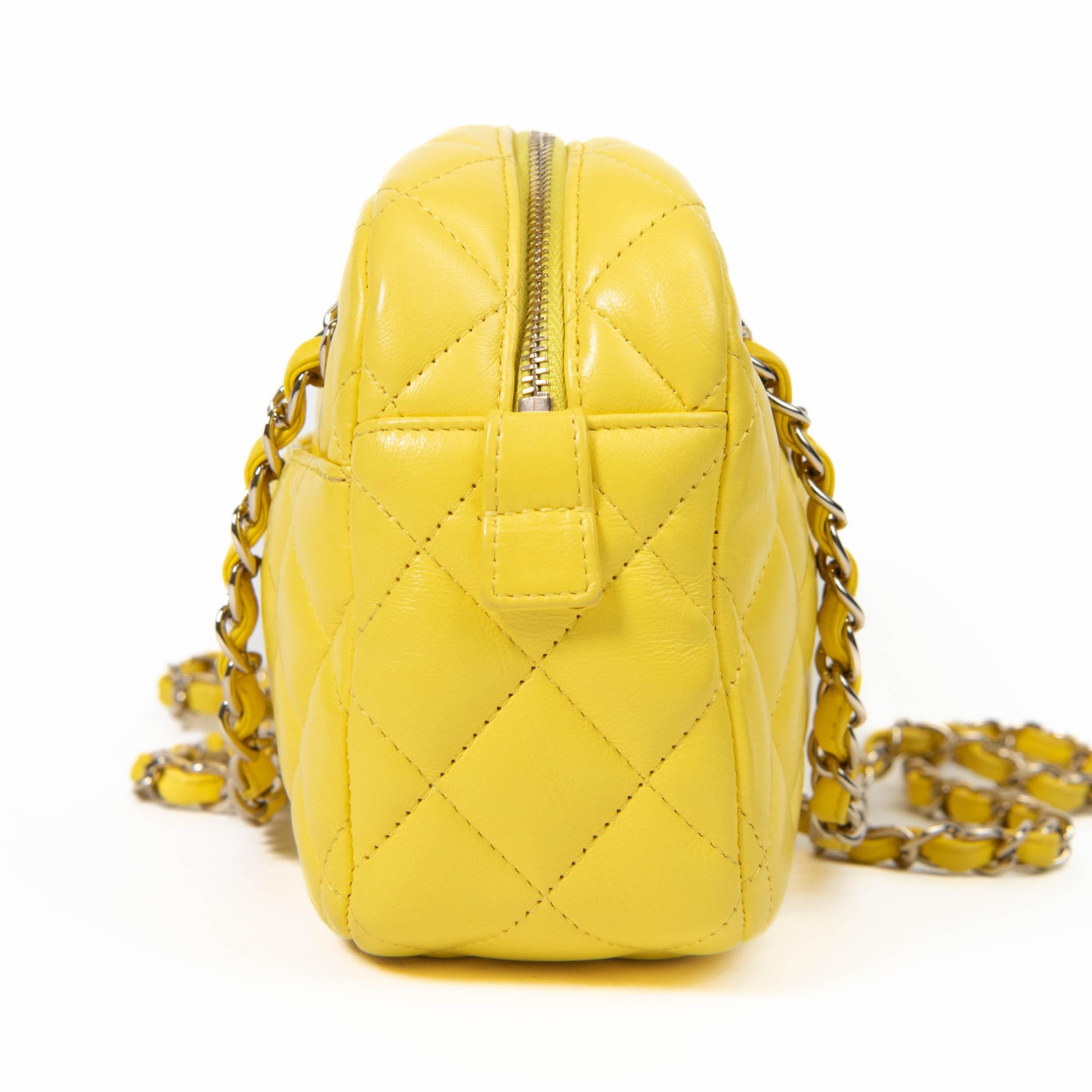 Chanel Yellow Lambskin Quilted Camera Case Gold Hardware 1