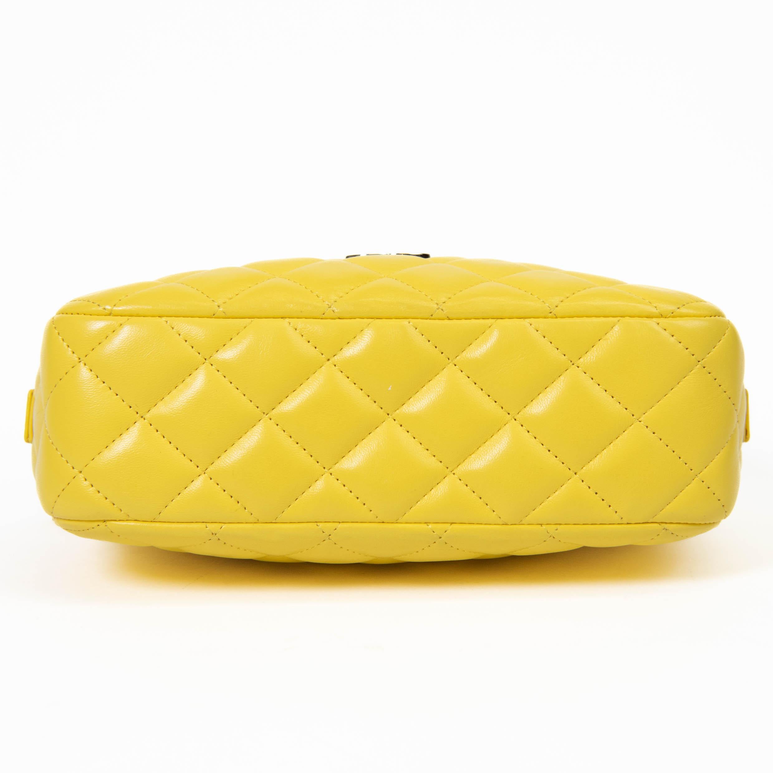 Chanel Yellow Lambskin Quilted Camera Case Gold Hardware 2