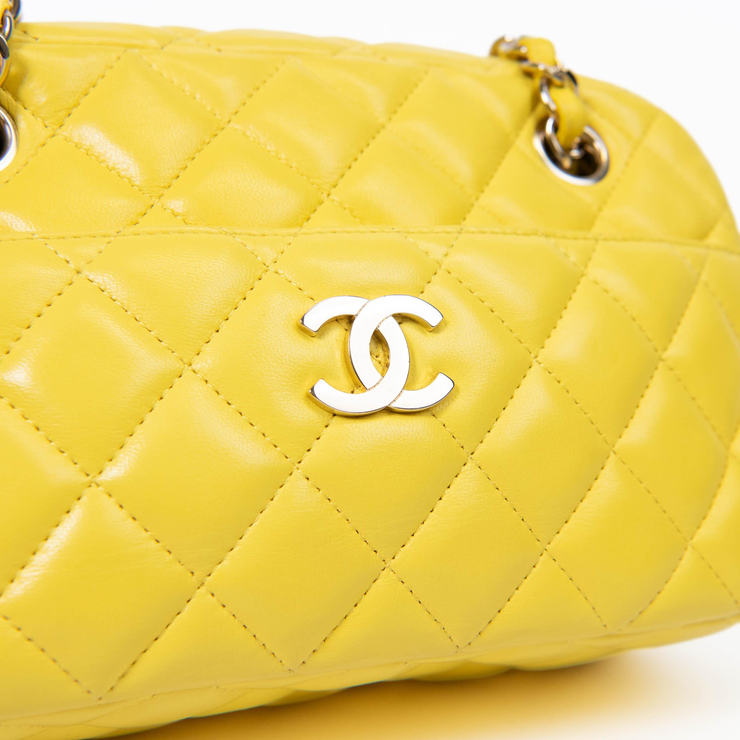Chanel Yellow Lambskin Quilted Camera Case Gold Hardware 3