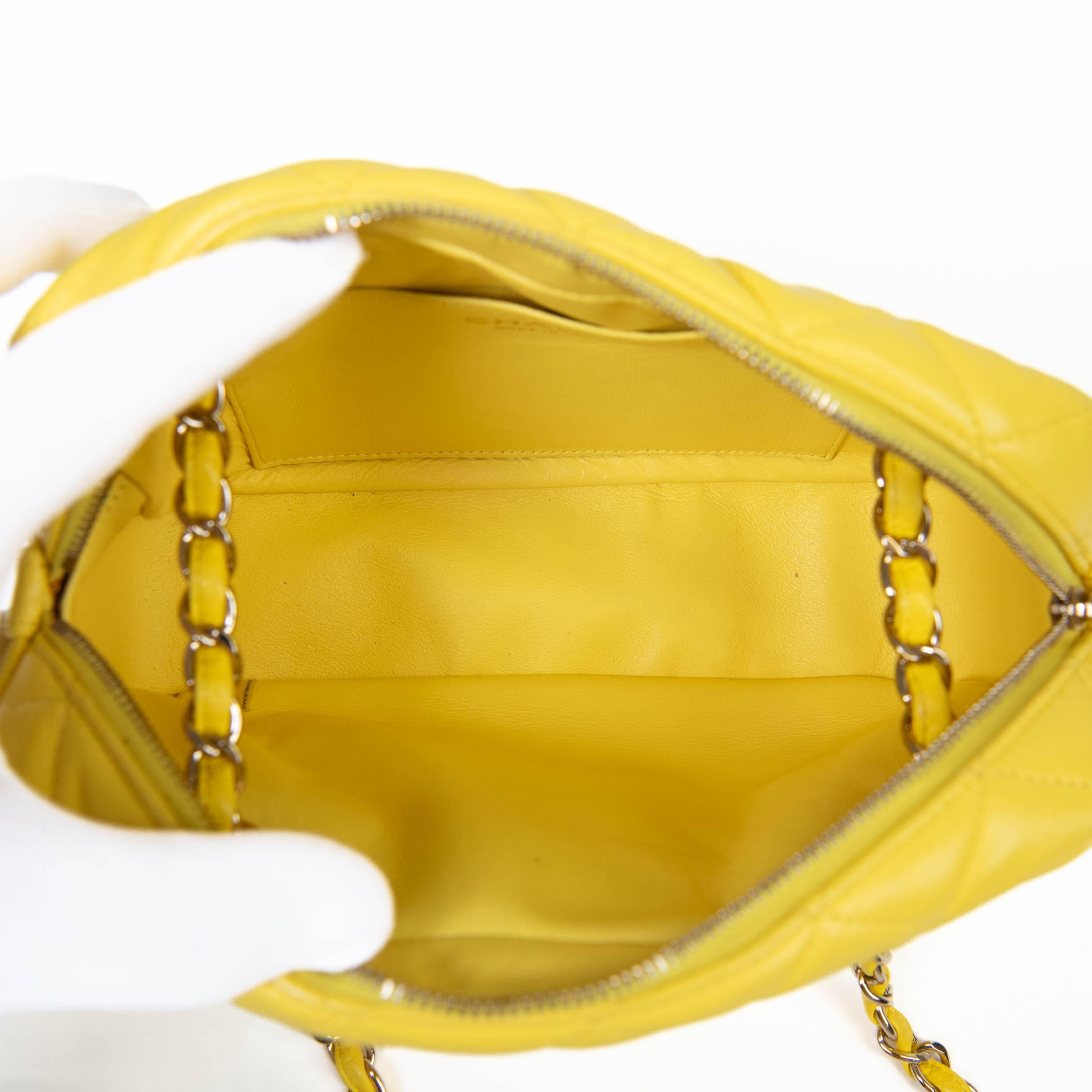 Chanel Yellow Lambskin Quilted Camera Case Gold Hardware 4