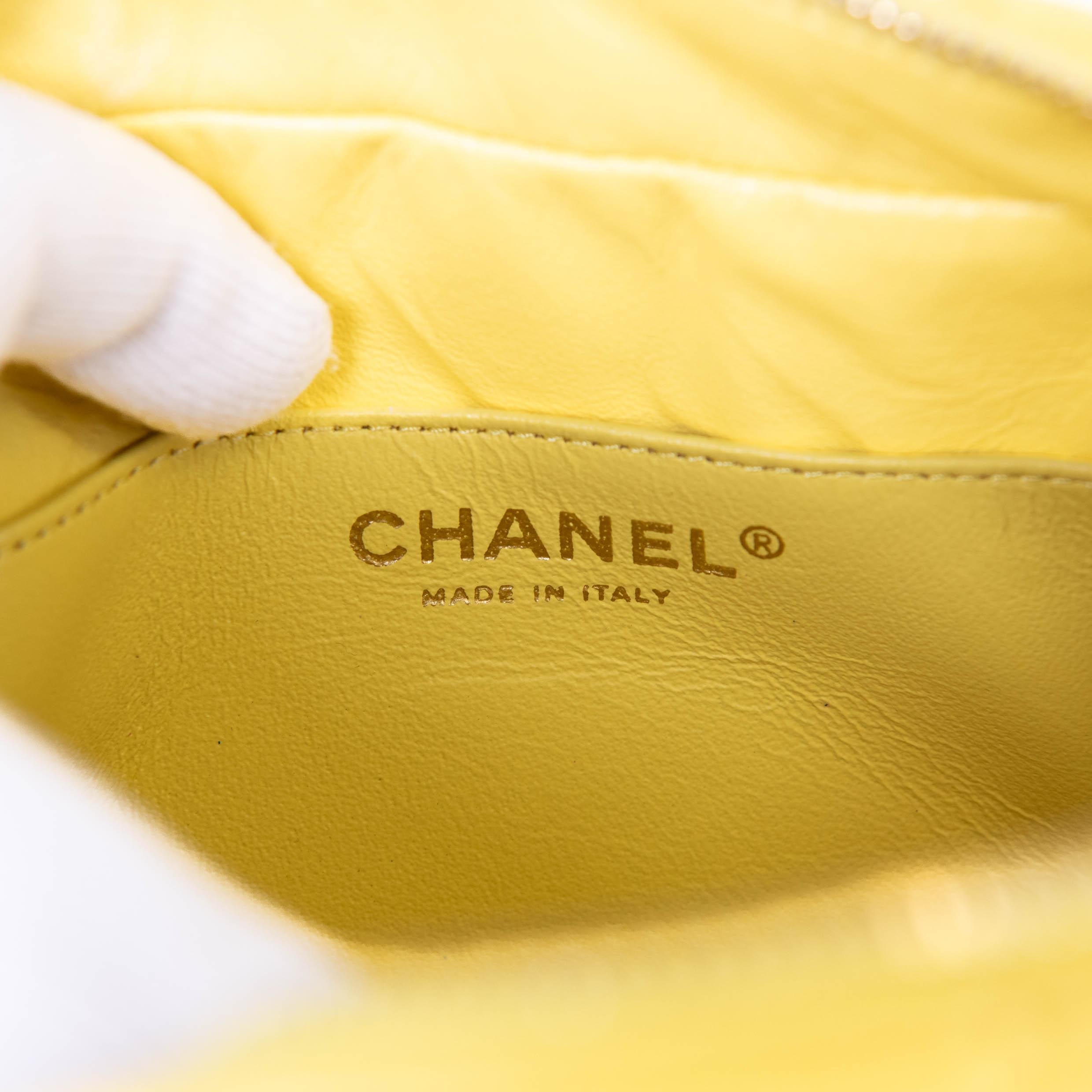 Chanel Yellow Lambskin Quilted Camera Case Gold Hardware 5