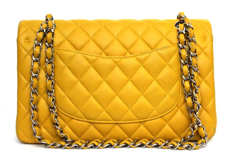 Chanel Yellow Lambskin Leather 2.55 Double Flap Bag at 1stDibs