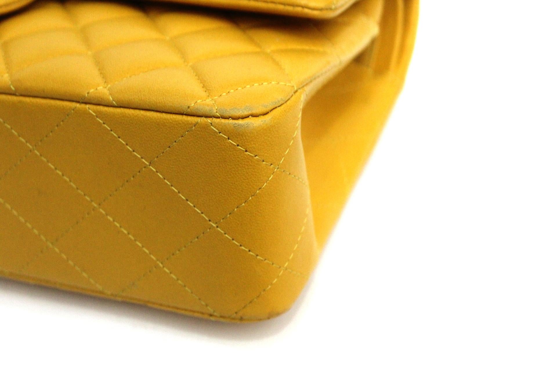 Chanel Yellow Leather 2.55 Double Flap Bag In Good Condition In Torre Del Greco, IT