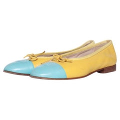 Chanel, yellow leather ballerina flats