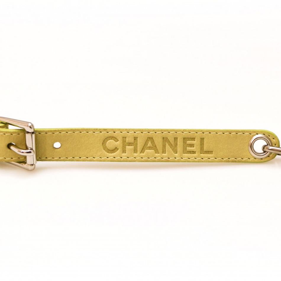 Yellow CHANEL yellow leather belt