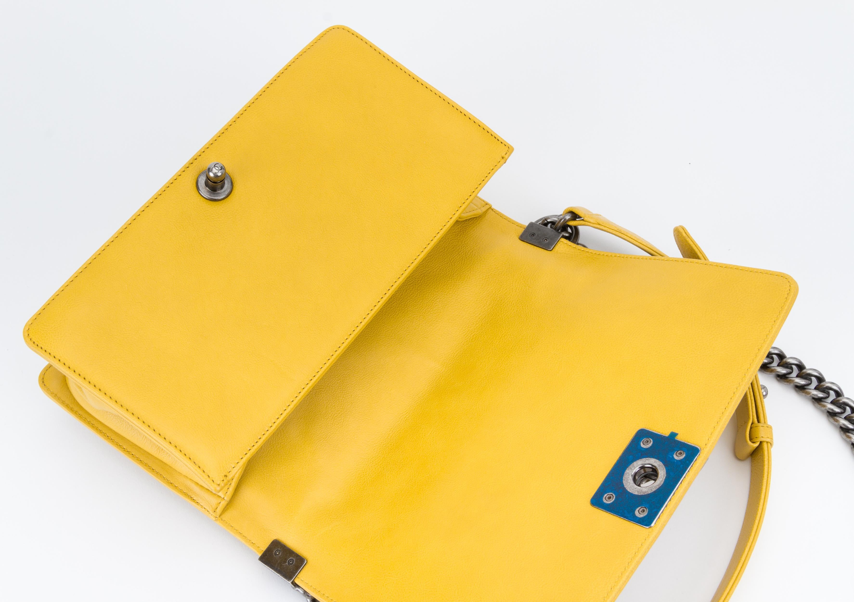 Women's Chanel Yellow Leather Boy Bag Medium