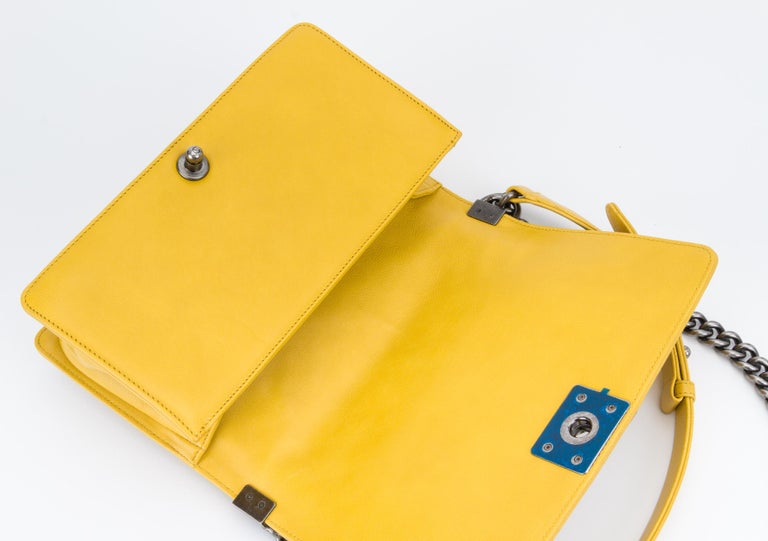 Chanel Yellow Leather Boy Bag Medium at 1stDibs chanel boy yellow