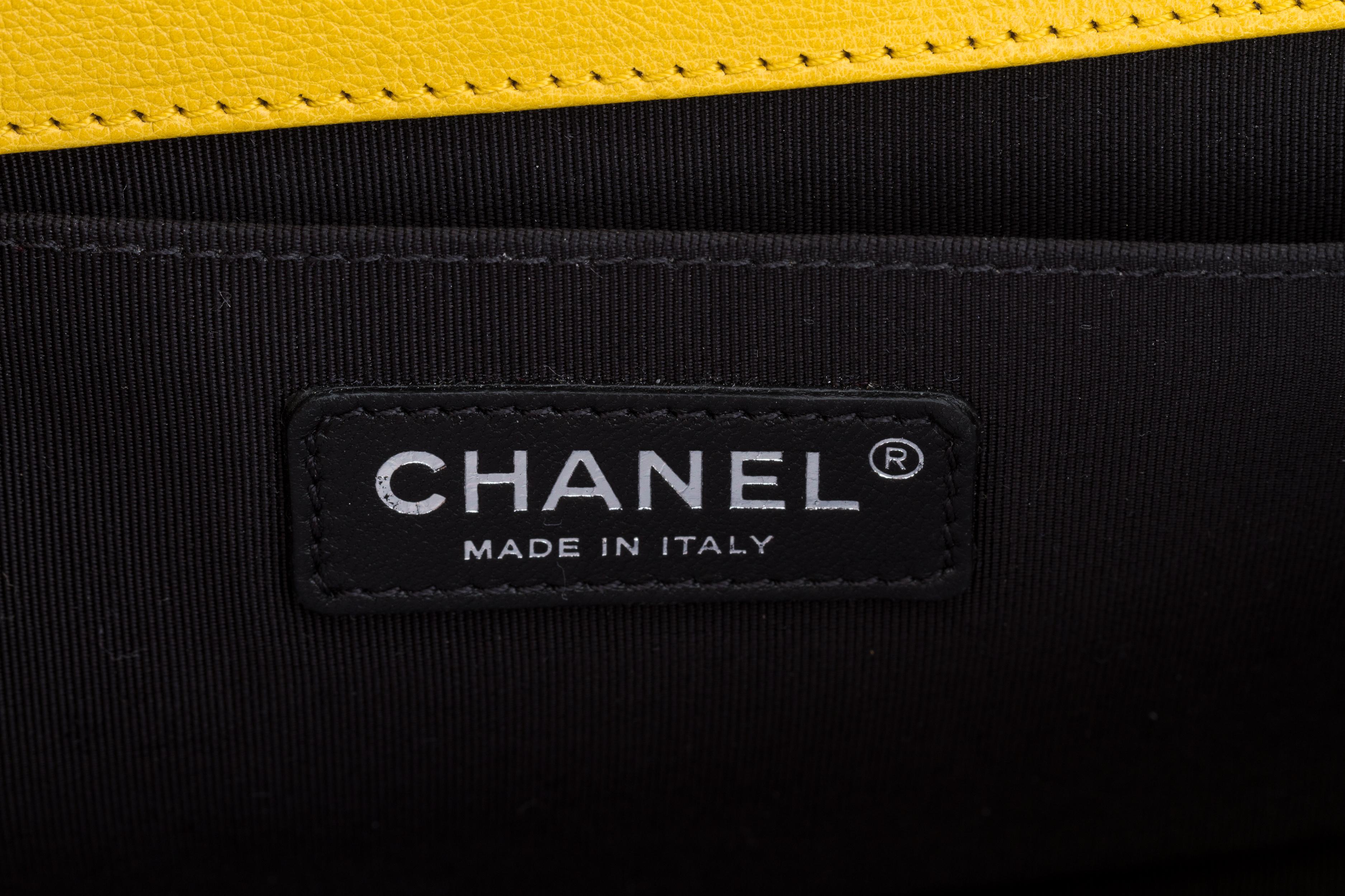 Chanel Yellow Leather Boy Bag Medium 2