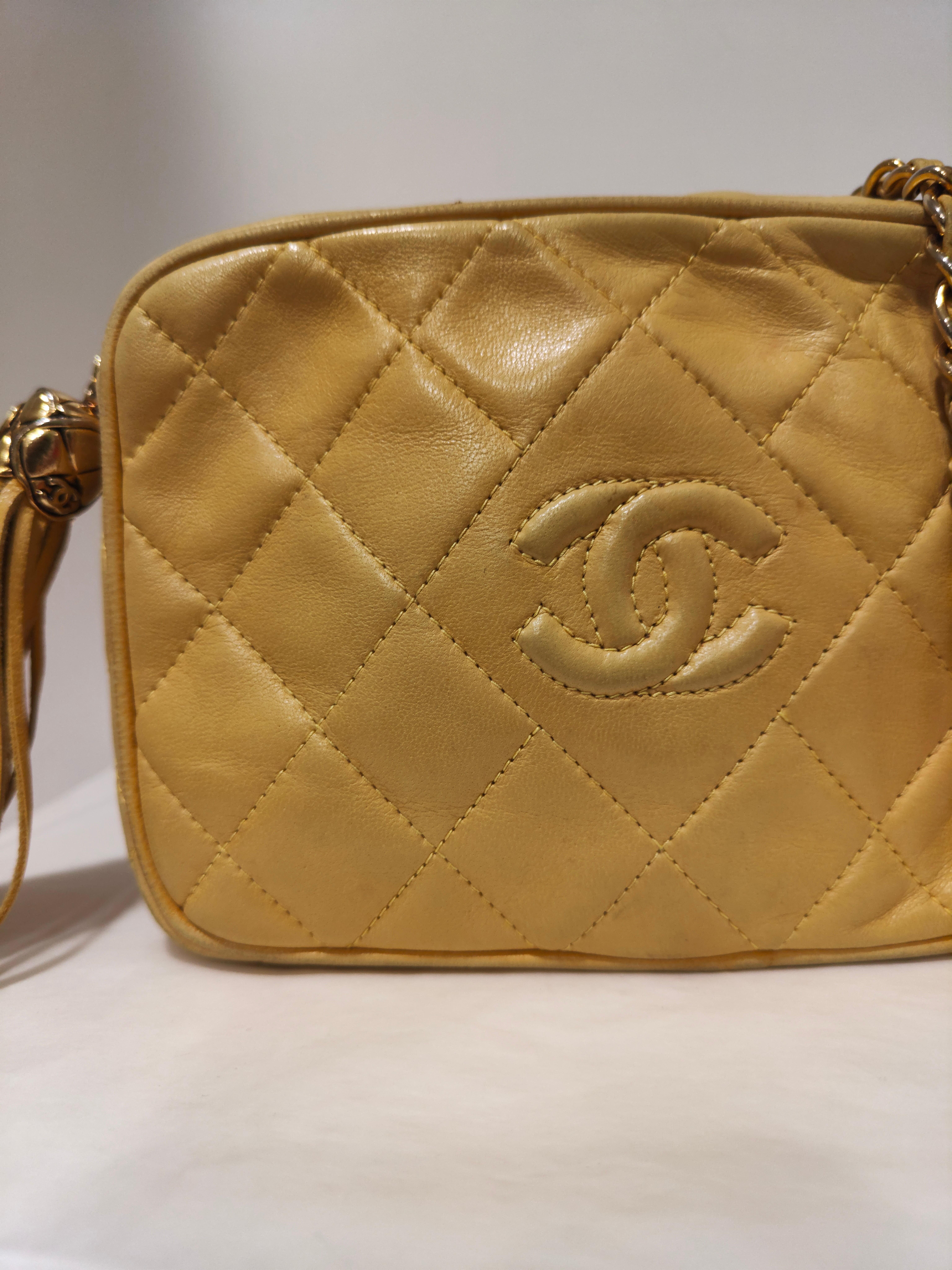 Women's or Men's Chanel Yellow leather camera shoulder bag