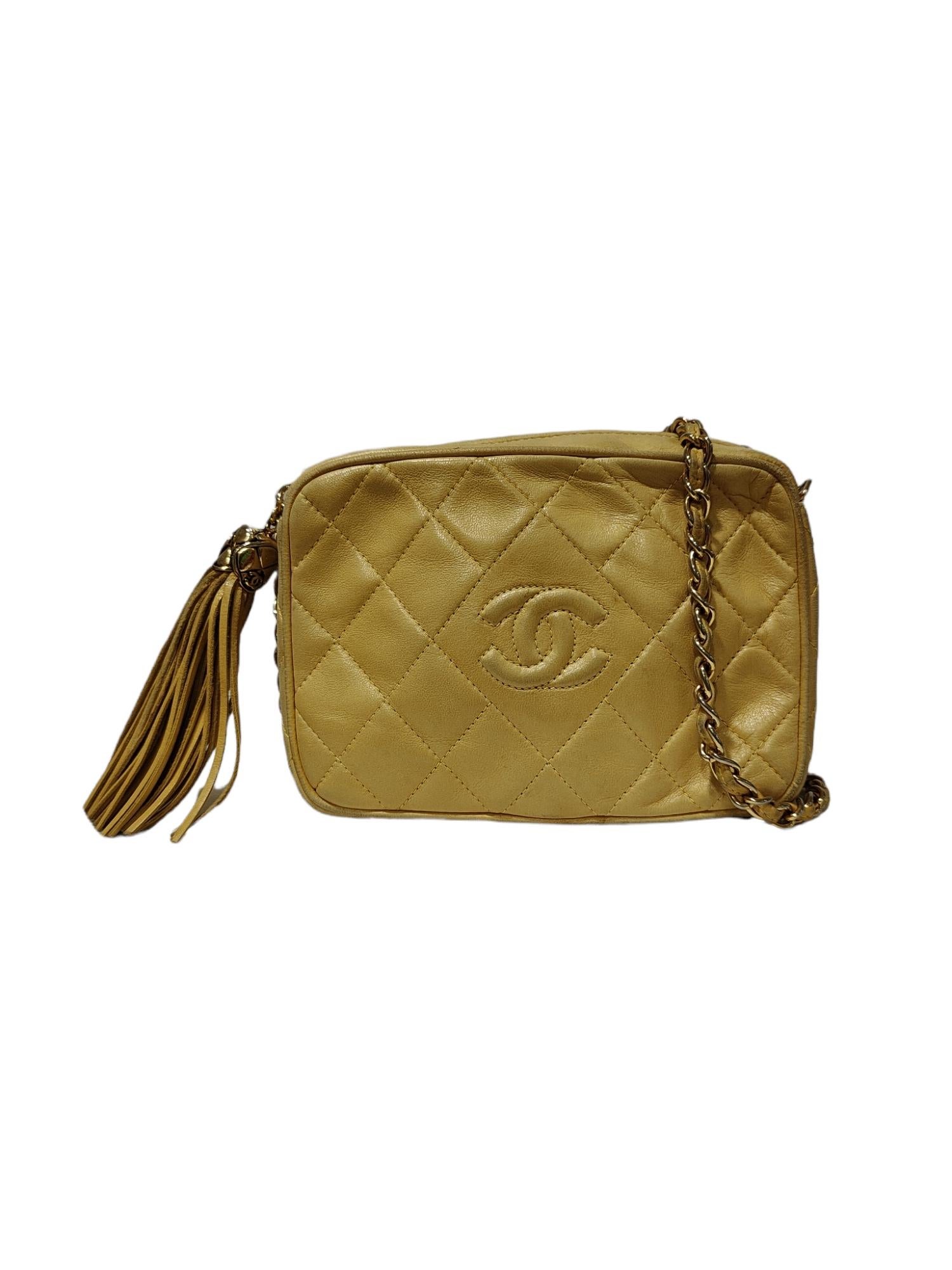 Chanel Yellow leather camera shoulder bag 1