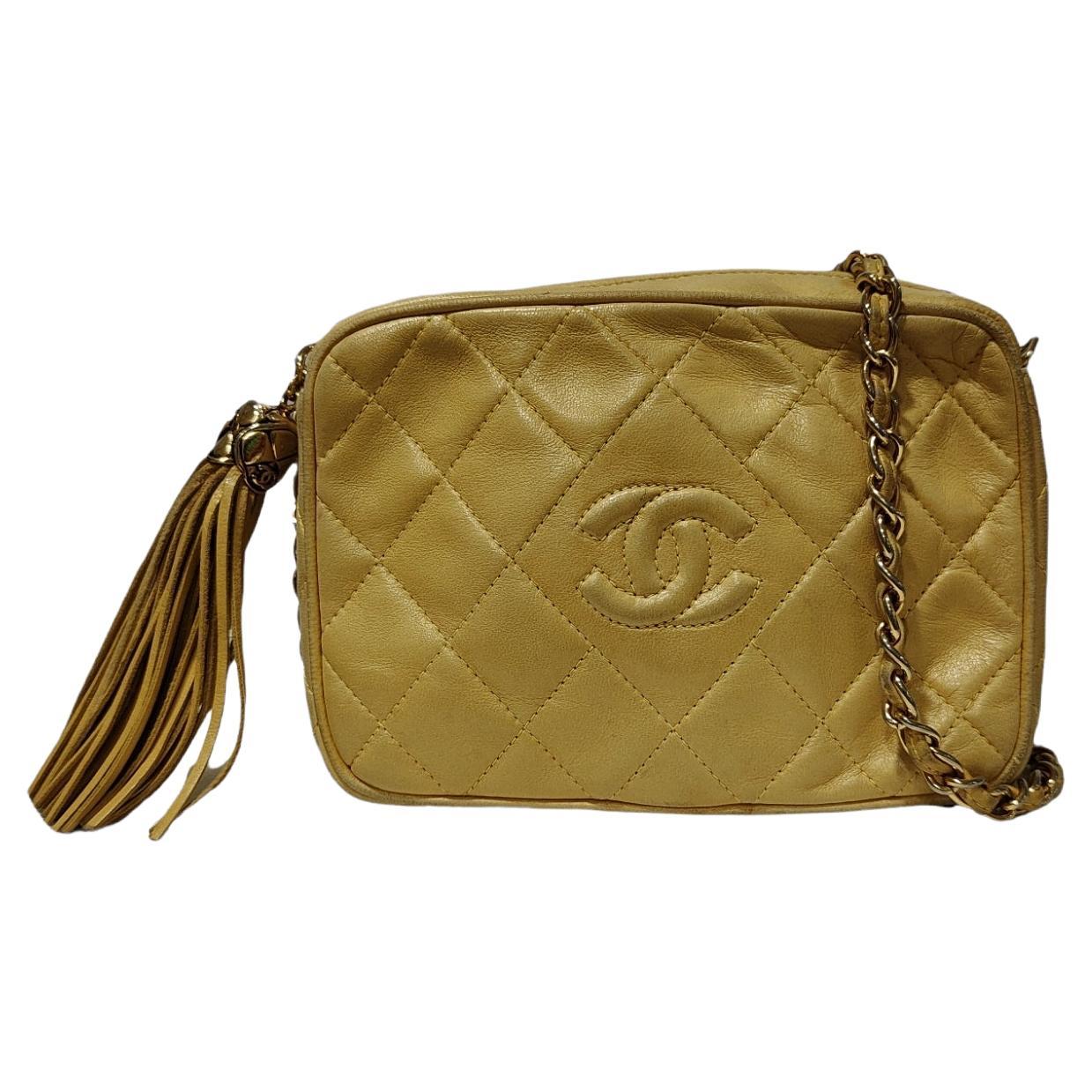 CHANEL Camera Shoulder bag in Yellow Leather For Sale at 1stDibs