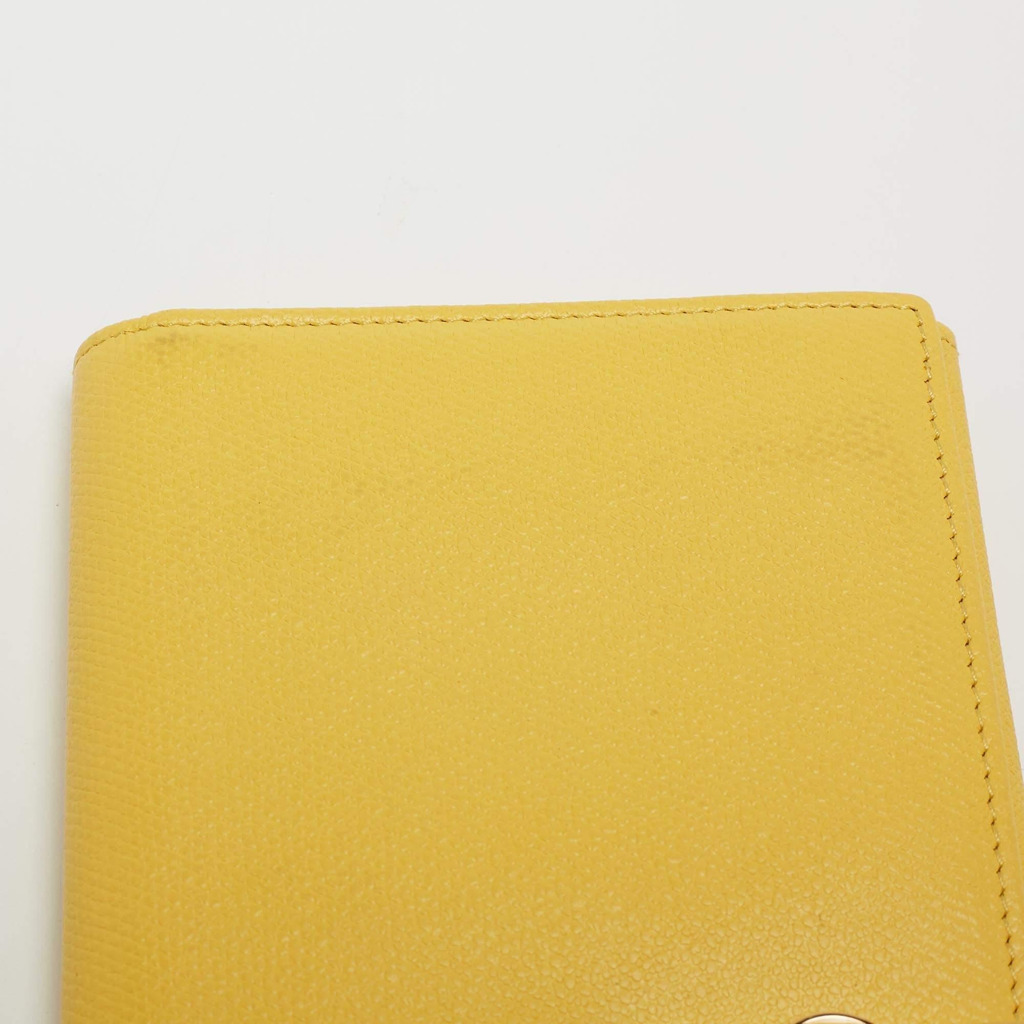 Chanel Yellow Leather CC Flap French Continental Wallet For Sale 9