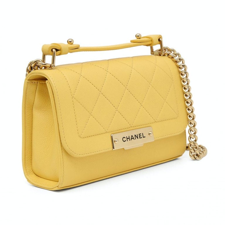 Chanel yellow leather crossbody shoulder bag at 1stDibs chanel bag