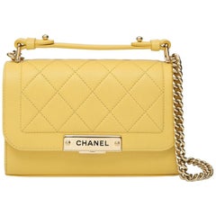 Chanel yellow leather crossbody shoulder bag