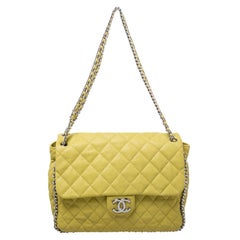 Chanel Yellow Leather Maxi Chain Around Flap Shoulder Bag