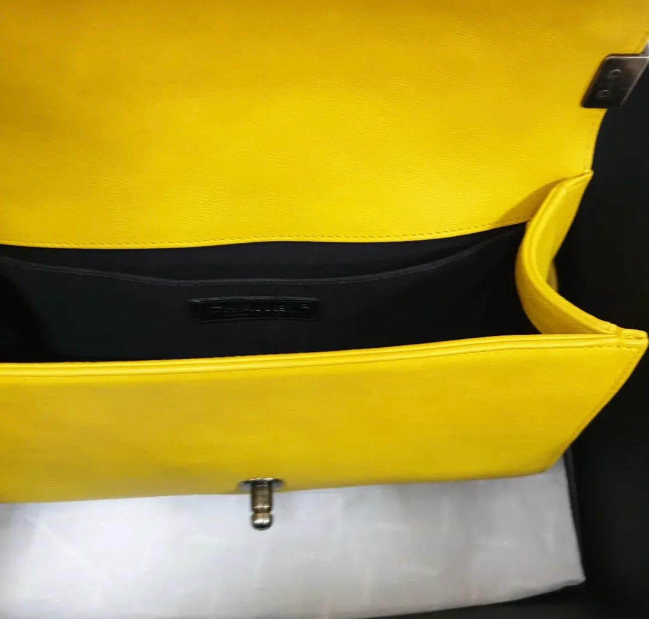 Women's Chanel Yellow Leather  Medium Boy Bag