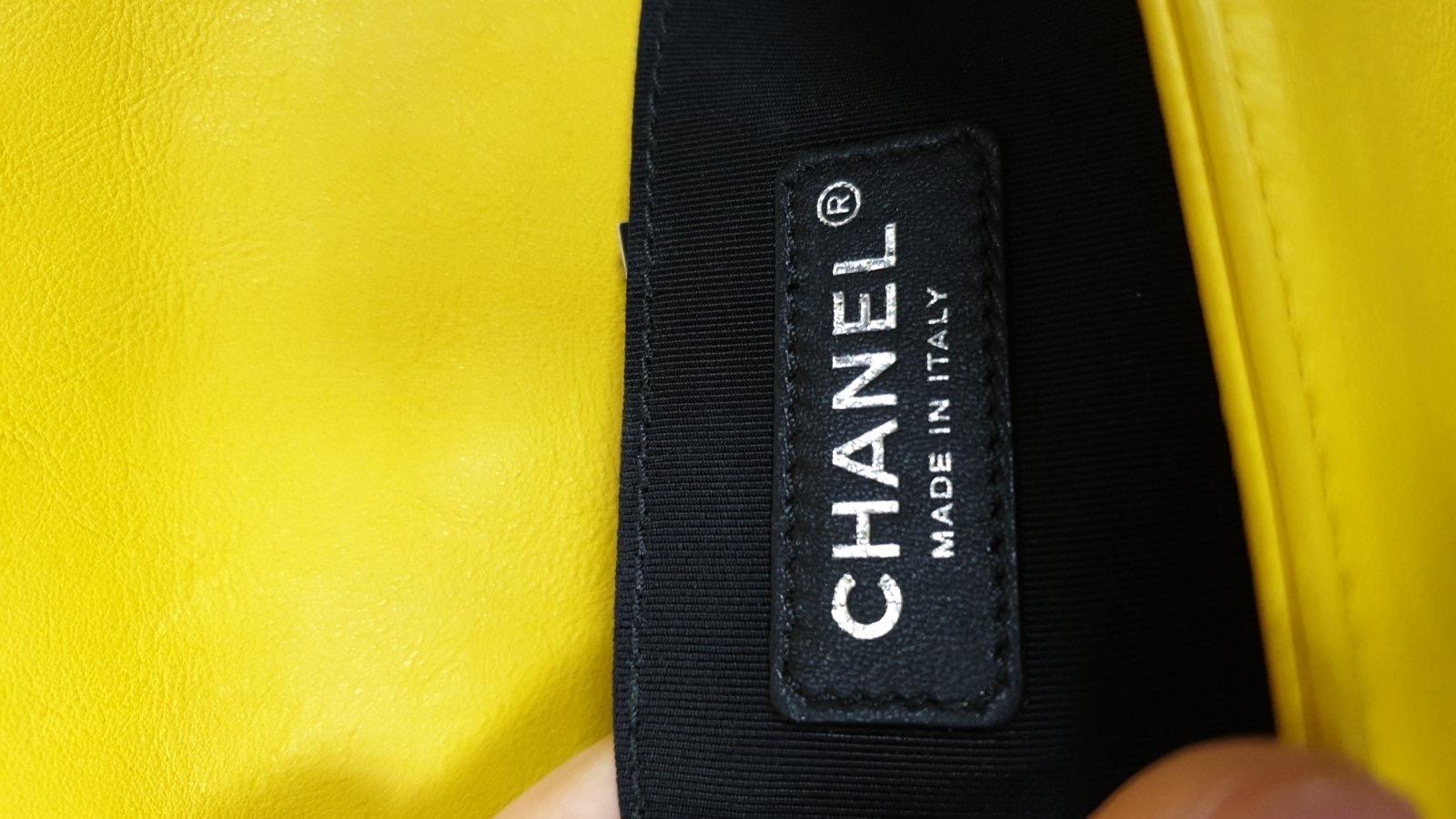 Chanel Yellow Leather  Medium Boy Bag 4
