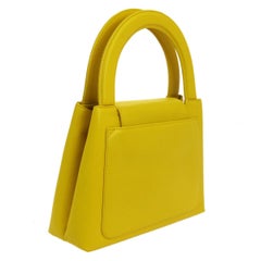 Chanel Yellow Leather Top Handle Satchel Kelly Style Small Party Evening Bag