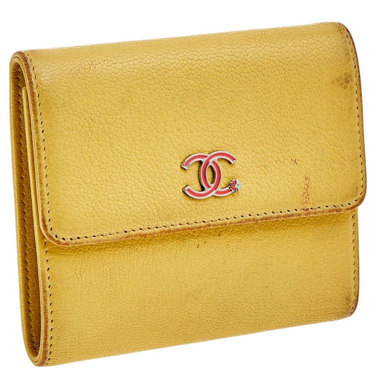 Chanel Yellow Leather Trifold Wallet For Sale at 1stDibs  chanel wallet  yellow, chanel yellow wallet, chanel trifold wallet