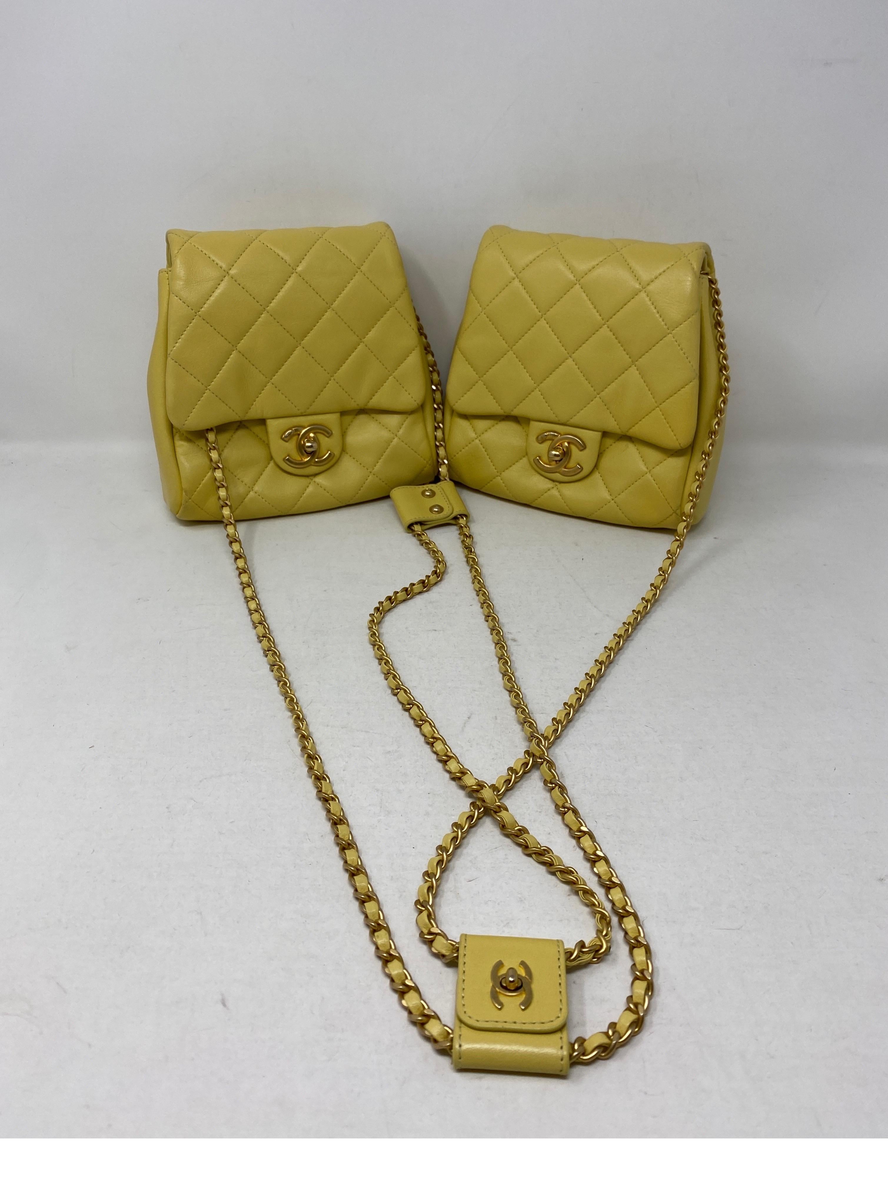 Chanel Yellow Medium Side-Packs Bag  In Fair Condition In Athens, GA
