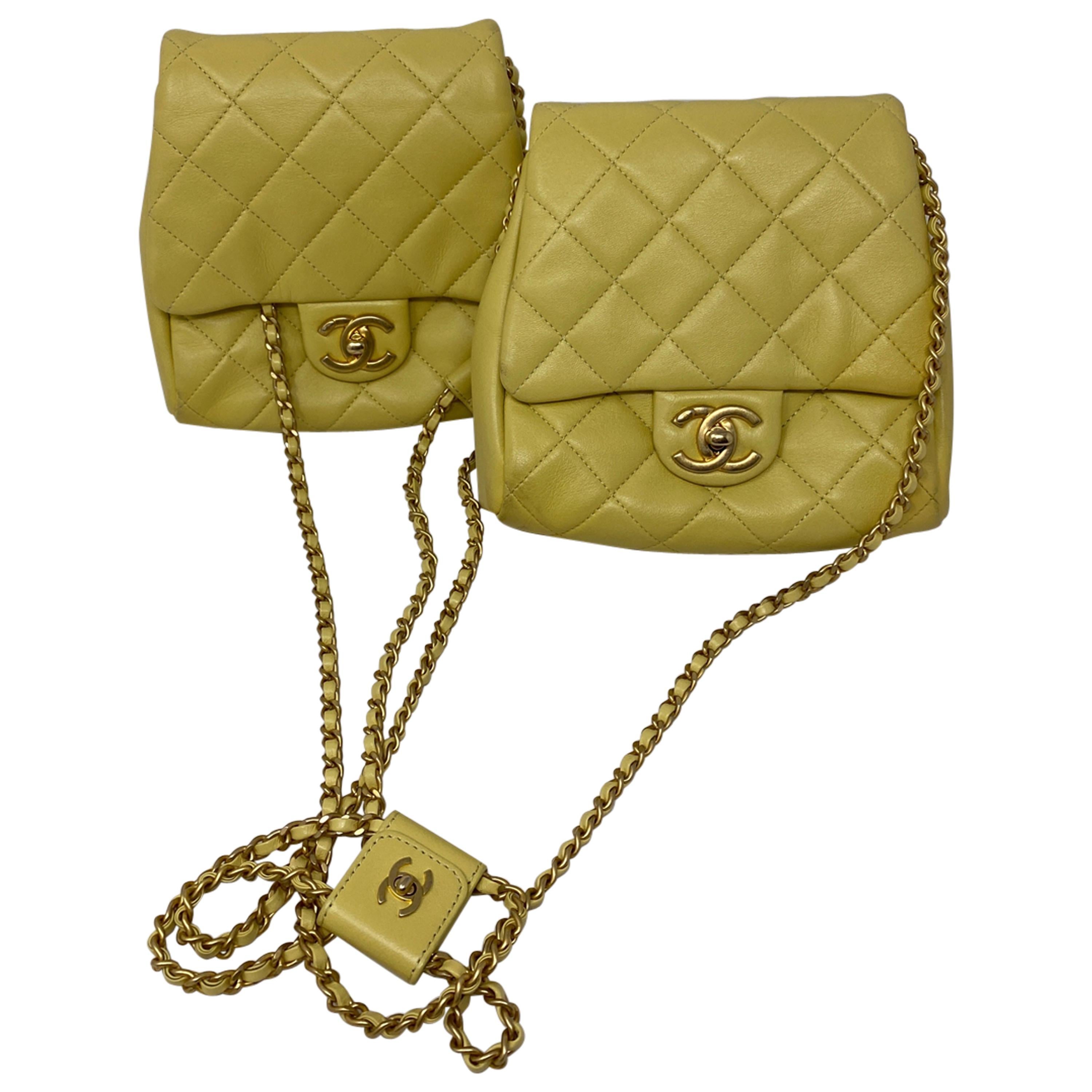 Chanel Yellow Medium Side-Packs Bag