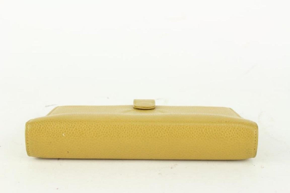 Chanel Yellow Mustard Caviar Leather Medium Ring Agenda MM 922cas80 For Sale 5