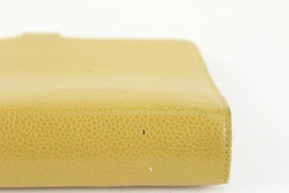 Chanel Yellow Mustard Caviar Leather Medium Ring Agenda MM 922cas80 For Sale 6