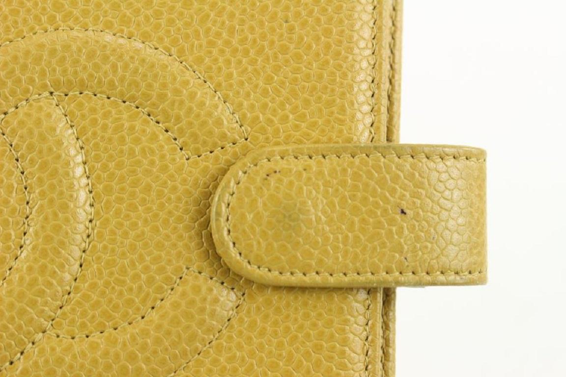 Chanel Yellow Mustard Caviar Leather Medium Ring Agenda MM 922cas80 For Sale 7