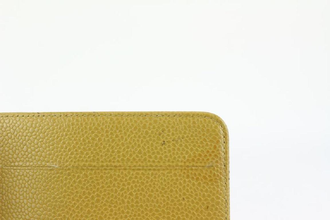 Chanel Yellow Mustard Caviar Leather Medium Ring Agenda MM 922cas80 For Sale 4