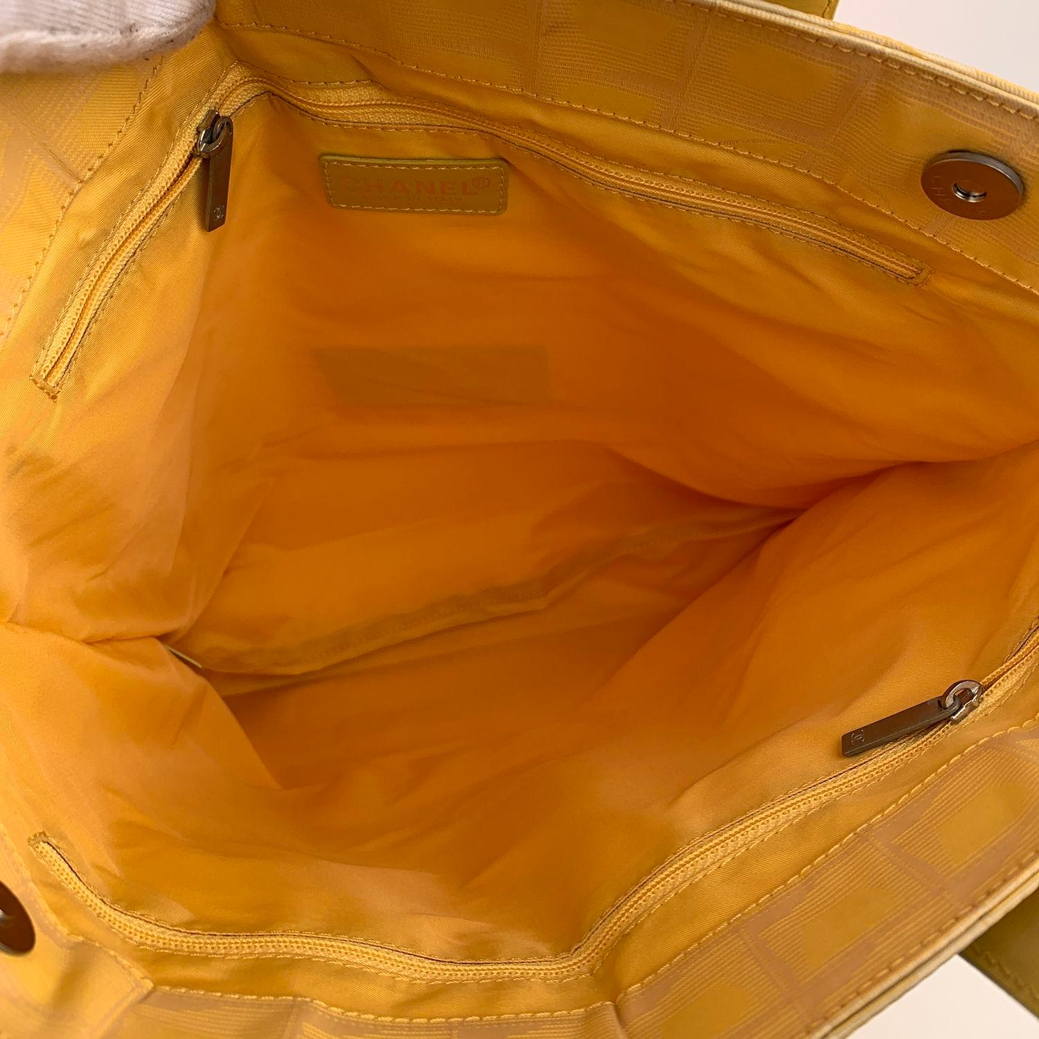 Women's Chanel Yellow Nylon Canvas Travel Line Tote Bag Handbag