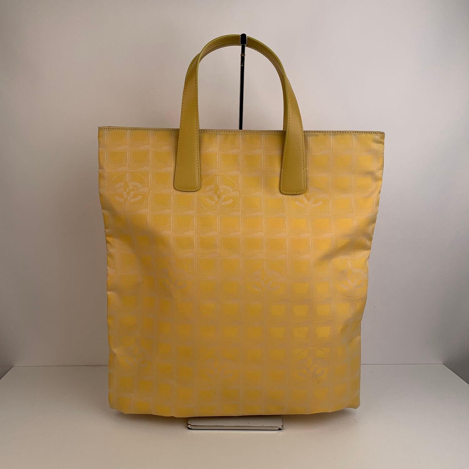 Chanel Yellow Nylon Canvas Travel Line Tote Bag Handbag 4