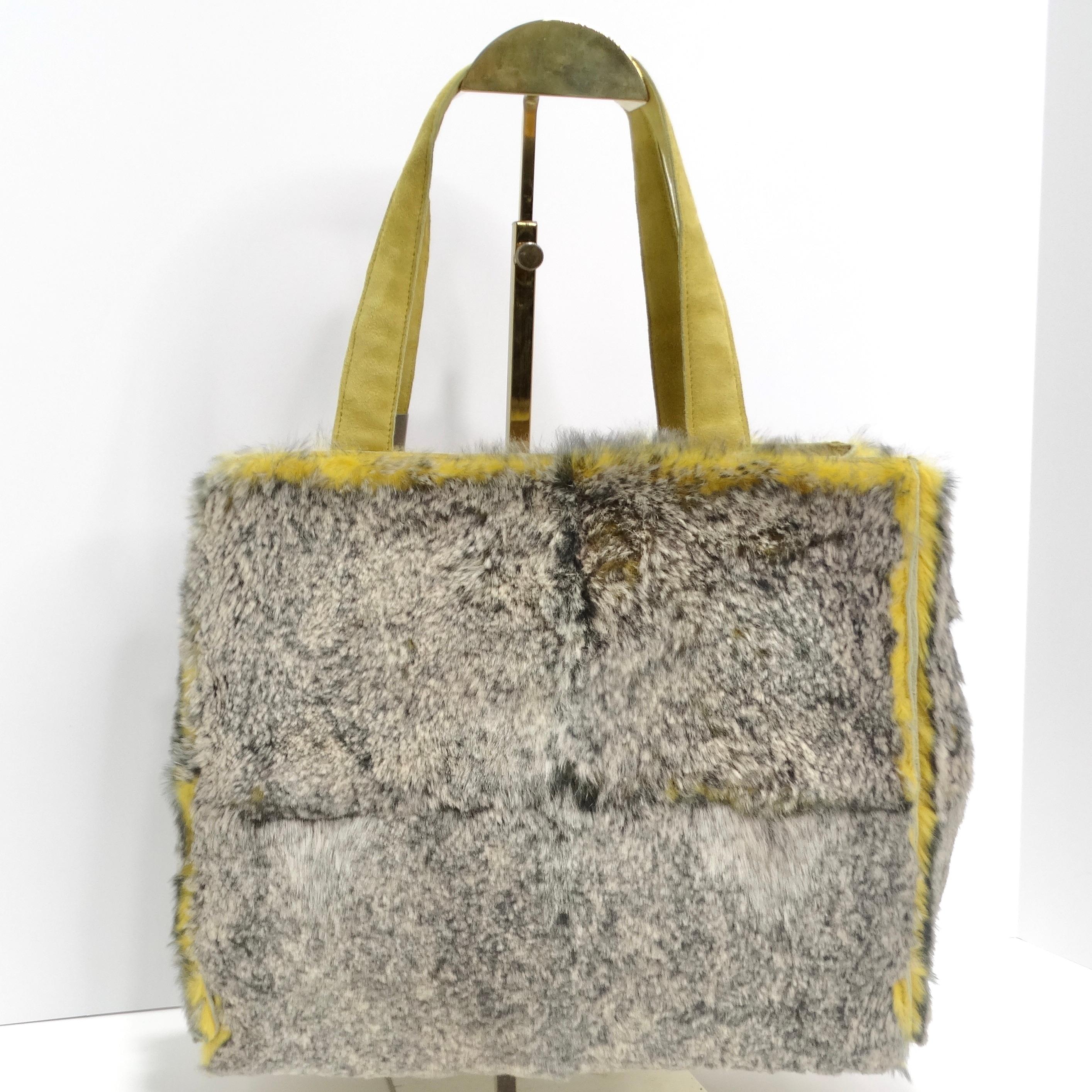 Chanel Yellow Orylag Fur Shoulder Bag  For Sale 2