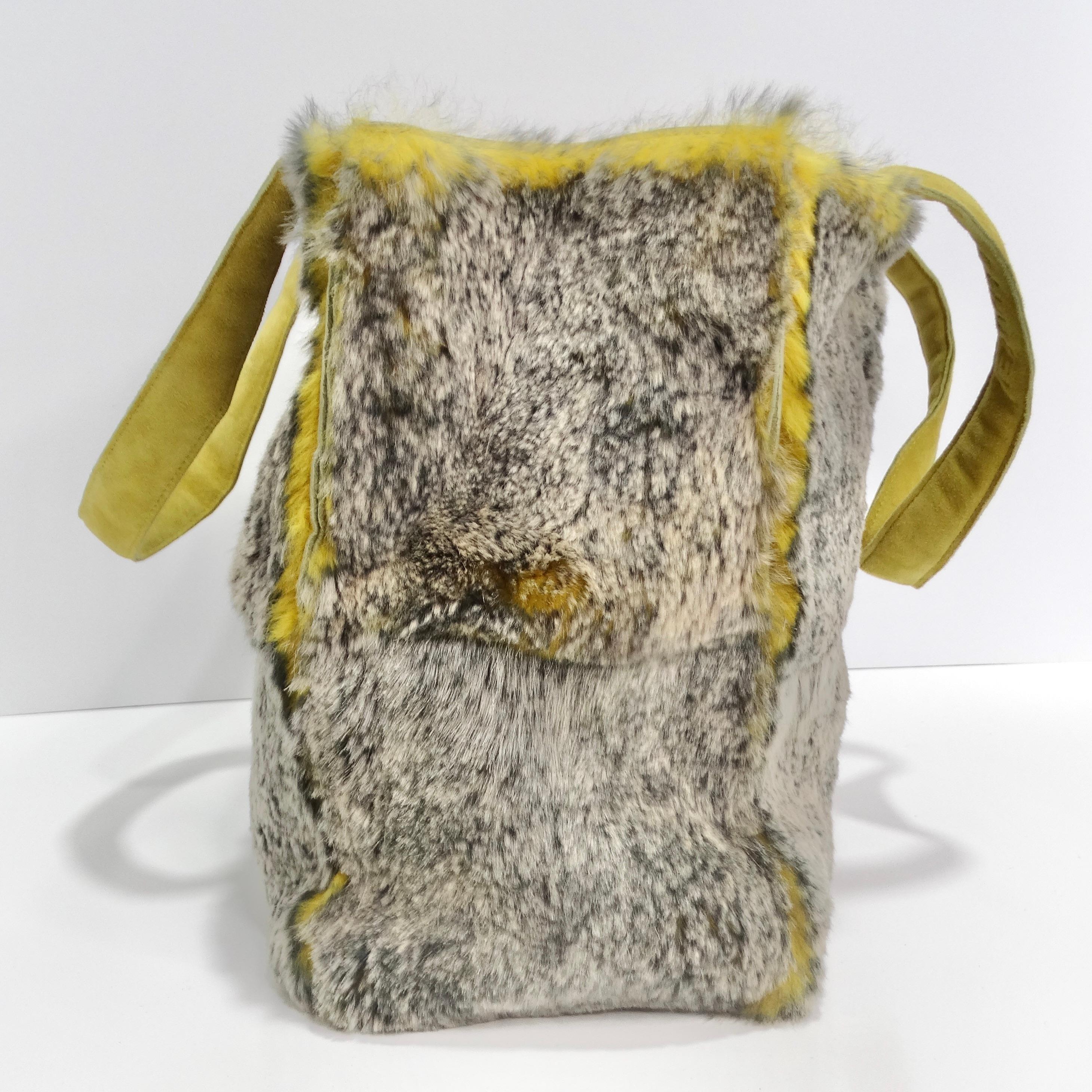 Chanel Yellow Orylag Fur Shoulder Bag  For Sale 4