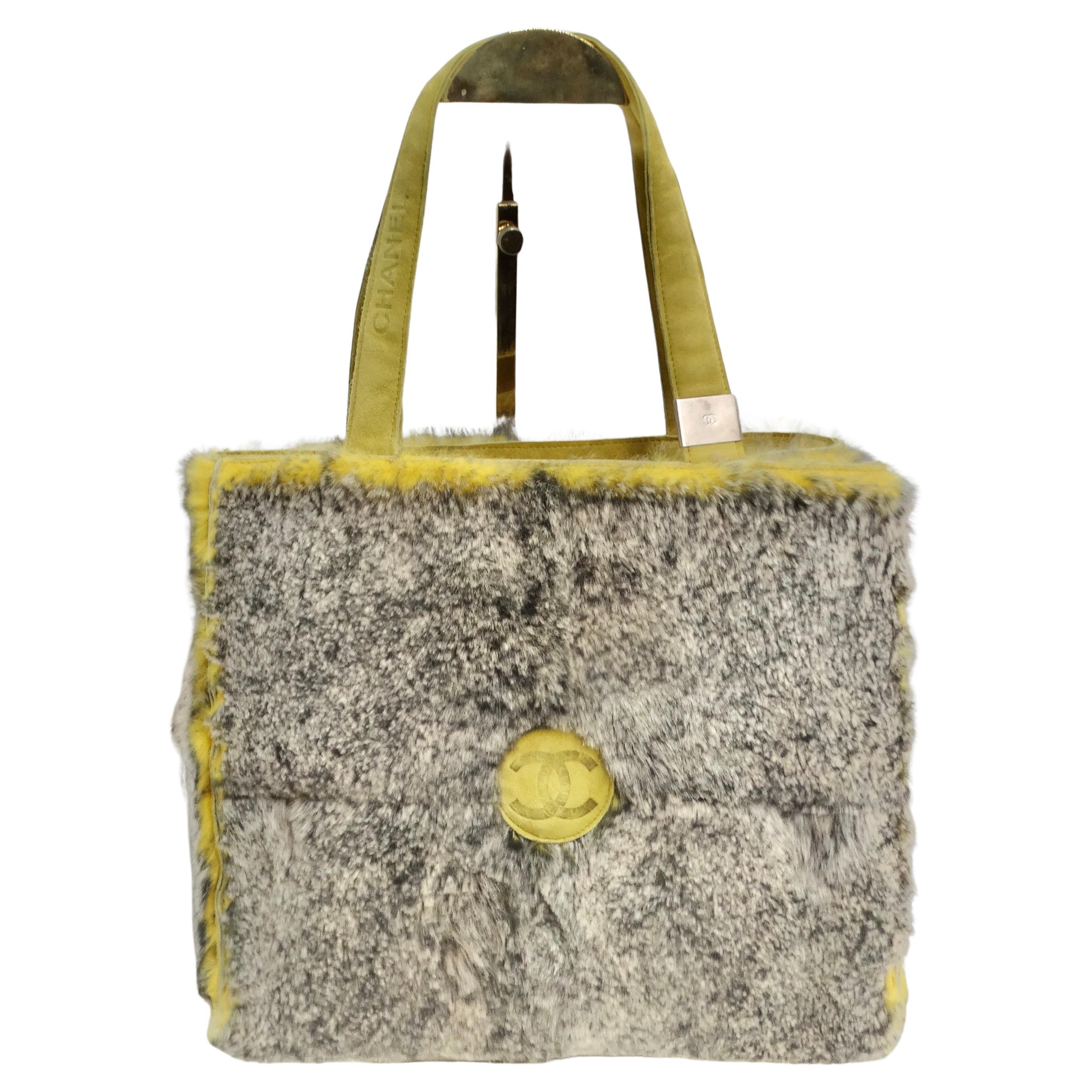 Chanel Yellow Orylag Fur Shoulder Bag  For Sale